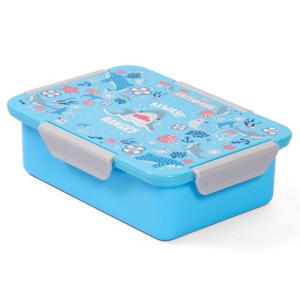 Eazy Kids 1 - 2 - 3 - 4 Compartment Convertible Bento Lunch Box Shark - Blue - 850ml