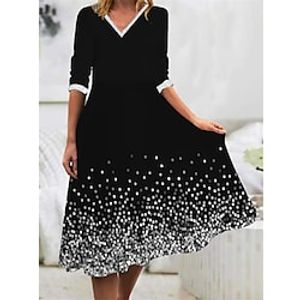 Women's Casual Dress Swing Dress Midi Dress Black Long Sleeve Ombre Print Winter Fall Spring V Neck Fashion Daily Weekend 2022 S M L XL 2XL 3XL 4XL 5XL 6XL Lightinthebox