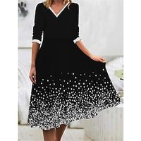 Women's Casual Dress Swing Dress Midi Dress Black Long Sleeve Ombre Print Winter Fall Spring V Neck Fashion Daily Weekend 2022 S M L XL 2XL 3XL 4XL 5XL 6XL Lightinthebox - thumbnail