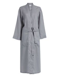 Long Linen Night Robe - Grey