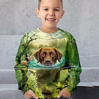 Boys 3D Dog Sweatshirt Pullover Long Sleeve 3D Print Spring Fall Fashion Streetwear Cool Polyester Kids 3-12 Years Crew Neck Outdoor Casual Daily Regular Fit Lightinthebox