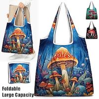 Women's Tote Shoulder Bag Hobo Bag Mushroom Pattern Polyester Outdoor Shopping Daily Print Large Capacity Breathable Foldable Plant Green miniinthebox