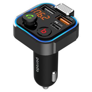 Porodo Smart Car Charger FM Transmitter with 24W PD Port & QC 3.0 Black