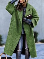 Women's Solid Color Mid-length Woolen Coat