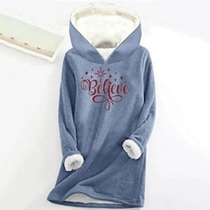 Women's Hoodie Sweatshirt Pullover Sherpa Fleece Lined Letter Warm Fuzzy Print Black Pink Red Casual Sports Hoodie Long Sleeve Top Micro-elastic Fall  Winter Lightinthebox