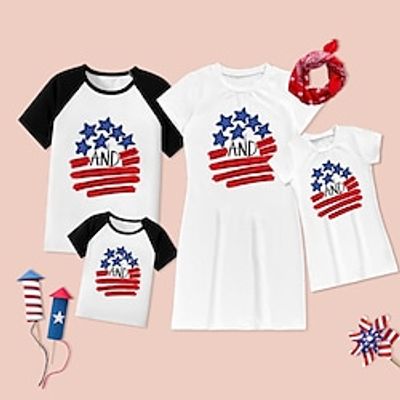 Family Look American National Day Dresses T shirt Tops Striped Star Letter Causal Patchwork White Short Sleeve Knee-length Casual Matching Outfits Lightinthebox Family Look American National Day Dresses T shirt Tops Striped Star Letter Causal Patchwork White Short Sleeve Knee-length Casual Matching Outfits Lightinthebox
