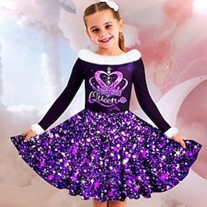 Carnival Girls' 3D Princess Dress Pink Long Sleeve 3D Print Fall Winter Sports  Outdoor Daily Holiday Cute Casual Beautiful Kids 3-12 Years Casual Dress Swing Dress A Line Dress Above Knee Polyester Lightinthebox