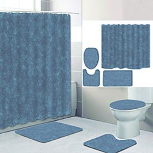 Simple Series 37 Digital Printing Four-piece Set Shower Curtains and Hooks Modern Polyester Machine Made Waterproof Bathroom Lightinthebox