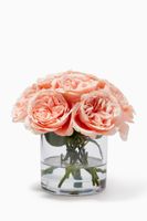 Medium Artificial Rose Floral Arrangement with Glass Vase - thumbnail