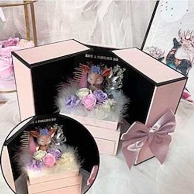 Rose Soap Flower Lipstick Gift Box with Hand Gift Deer Gift Box Qixi Valentine's Day Gift Double Door Necklace Gift Box (Gift box only) Lightinthebox