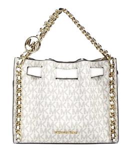 Michael Kors Mina Small Belted Cream Signature PVC Chain Inlay Crossbody Bag - 78050