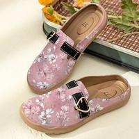 Women's Flats Slippers Slip-Ons Print Shoes Canvas Shoes Daily Vacation Travel Floral Buckle Flat Heel Round Toe Vacation Casual Comfort Canvas Loafer Buckle Pink Blue Purple Lightinthebox