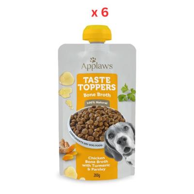 Applaws Taste Toppers Chicken Bone Broth with Turmeric & Parsley Wet Dog Food Pouch 200g Pack Of 6