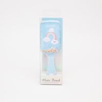 Embellished Llama Rainbow Print Rectangular Hairbrush - thumbnail