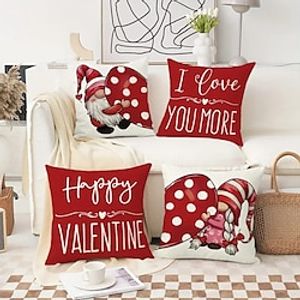 Valentine's Day Decorative Toss Pillows Cover 4PC Gnomes Soft Square Cushion Case Pillowcase for Bedroom Livingroom Sofa Couch Chair miniinthebox