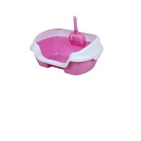 Semi-Enclosed Litter Box Anti Flashing Cat Sand Basin With Scoop - Size 40X30X11.5CM - Pink Color