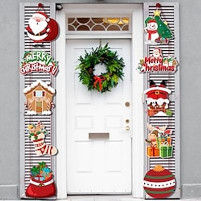 10pcs Christmas Decorative Door Hanging Banners, European And American Merry Christmas Home Decoration Couplet Door Curtains, Home Decor, Room Decor, Xmas Christmas Decorations miniinthebox 10pcs Christmas Decorative Door Hanging Banners, European And American Merry Christmas Home Decoration Couplet Door Curtains, Home Decor, Room Decor, Xmas Christmas Decorations miniinthebox