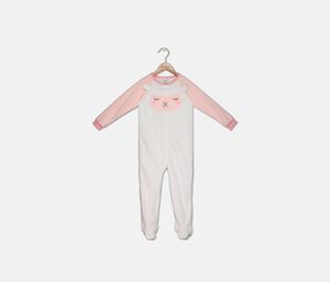 Toddler Girls Lamb Footed Fleece Pajamas  White