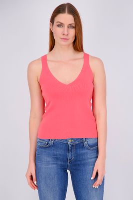 Womens Sleeveless Knit Plain Tank Top Pink Womens Sleeveless Knit Plain Tank Top Pink
