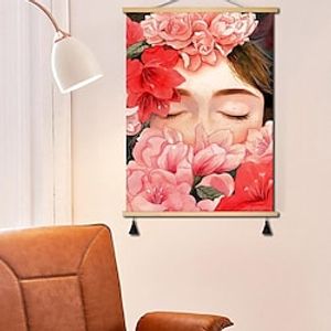 People Posters With Hanger Wall Art Canvas Prints Painting  Women Face Home Decoration Décor Rolled Canvas No Frame miniinthebox