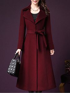 Notch Lapel Belt Plain Coat