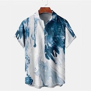 Men's Shirt 3D Print Gradient Turndown Street Casual Button-Down Print Short Sleeves Tops Designer Casual Fashion Breathable Blue  Summer Lightinthebox