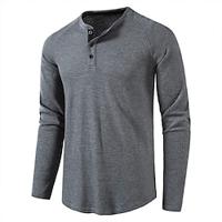 Men's T shirt Tee Waffle Shirt Henley Shirt Tee Tee Top Plain Henley Street Vacation Long Sleeve Clothing Apparel Fashion Designer Basic Lightinthebox