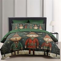 Christmas Cartoon Characters Duvet Cover Set, 3 Pieces  Comforter Cover With Zipper Closure Soft Microfiber Festival Bedding Gifts Christmas Decoration For Home Lightinthebox - thumbnail