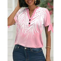 Women's T shirt Tee Casual Pink Short Sleeve Elegant V Neck Summer Lightinthebox