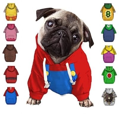 Cosplay Pet Costume Sweatshirt Super Mario Super Bros Hoodie 3D Printed Hooded Sweatshirt Cosplay Hoodie Pet Xmas Idea Lightinthebox