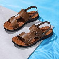 Men's Sandals Slippers Comfort Sandals Slides Walking Sporty Casual Beach Outdoor Daily PU Breathable Comfortable Slip Resistant Booties / Ankle Boots Slip-on Brown Summer Spring Lightinthebox