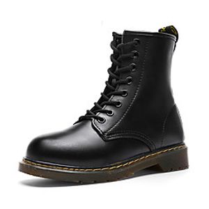 Women's Boots Flat Heel Round Toe Mid Calf Boots Daily Work Leather Solid Colored Black Lightinthebox