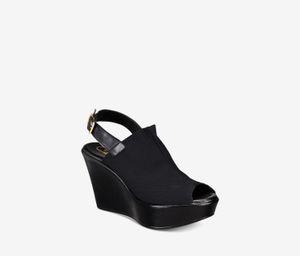 Womens Breakdown Platform Wedge Sandals  Black