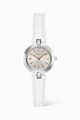 Logo Links Leather Quartz Watch, 28mm