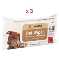 Flamingo Unscented Cat & Dog Pet Wipes 40pcs (Pack of 3)