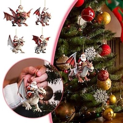 Christmas Tree Ornaments Hanging 2D Acrylic Decorations Xmas Ornament 2023 New Hanging Ornament New Year Festive Party Supplies Room Hanging Decor miniinthebox