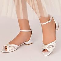 Women's Wedding Shoes Dress Shoes Wedding Party Daily Floral Embroidered Wedding Flats Bridal Shoes Bridesmaid Shoes Rhinestone Flat Heel Peep Toe Elegant Fashion Lace Ankle Strap Wine Black White Lightinthebox