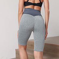 Women's High Waist Yoga Shorts Ruched Butt Lifting Elastic Waistband Shorts Tummy Control Butt Lift Breathable Black Red Blue Spandex Yoga Fitness Gym Workout Sports Activewear Stretchy Lightinthebox - thumbnail