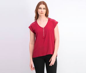 Juniors Lace-Trim Top  Burgundy