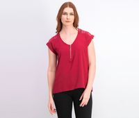 Juniors Lace-Trim Top  Burgundy - thumbnail