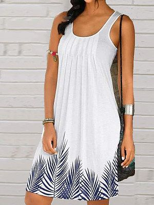 Casual Loose Print Sleeveless Dress Casual Loose Print Sleeveless Dress