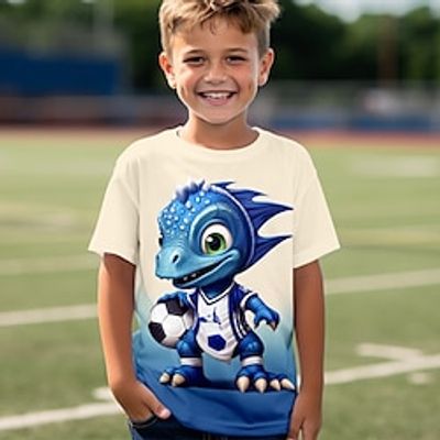 Boys 3D Cartoon Dinosaur Football Tee Shirt Short Sleeve 3D Print Summer Active Sports Fashion Polyester Kids 3-12 Years Crew Neck Outdoor Casual Daily Regular Fit miniinthebox Boys 3D Cartoon Dinosaur Football Tee Shirt Short Sleeve 3D Print Summer Active Sports Fashion Polyester Kids 3-12 Years Crew Neck Outdoor Casual Daily Regular Fit miniinthebox