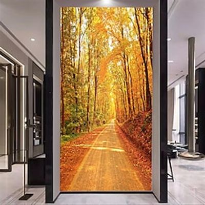 3D Murals Porch Murals Autumn Woods Home Decoration Comtemporary Classic Wall Covering Canvas Material Self adhesive Wallpaper Mural Wall Cloth miniinthebox