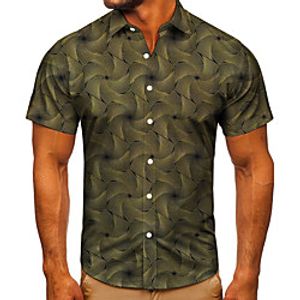 Men's Shirt 3D Print Optical Illusion Graphic Prints Button-Down Short Sleeve Street Tops Casual Fashion Classic Breathable Brown Lightinthebox