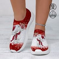 Women's Sneakers Slip-Ons Print Shoes Xmas Shoes Glitter Crystal Sequined Jeweled Party Outdoor Christmas Animal Patterned Summer Winter Rhinestone Sparkling Glitter Flat Heel Round Toe Closed Toe Lightinthebox - thumbnail