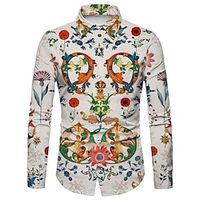 Men's Shirt Floral Striped Turndown White Long Sleeve 3D Print Outdoor Street Button-Down Print Tops Fashion Designer Casual Breathable miniinthebox - thumbnail