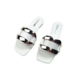 Women's Slippers  Flip-Flops Outdoor Slippers Flat Heel Round Toe Open Toe Home Daily Faux Leather Pearl Solid Colored Wine Dark Brown White miniinthebox