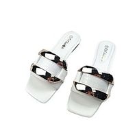 Women's Slippers  Flip-Flops Outdoor Slippers Flat Heel Round Toe Open Toe Home Daily Faux Leather Pearl Solid Colored Wine Dark Brown White miniinthebox - thumbnail