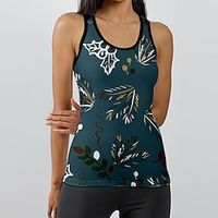 21Grams Women's Yoga Top Floral  Botanical Rosy Pink Dark Green Yoga Gym Workout Running Tank Top Sleeveless Sport Activewear Breathable Quick Dry Comfortable Stretchy Lightinthebox - thumbnail