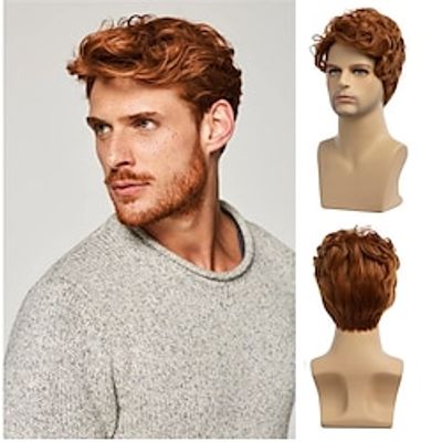 Men Wigs Short Orange Wig Synthetic Heat Resistant Natural Halloween Cosplay Hair Wig Christmas Party Wigs Lightinthebox